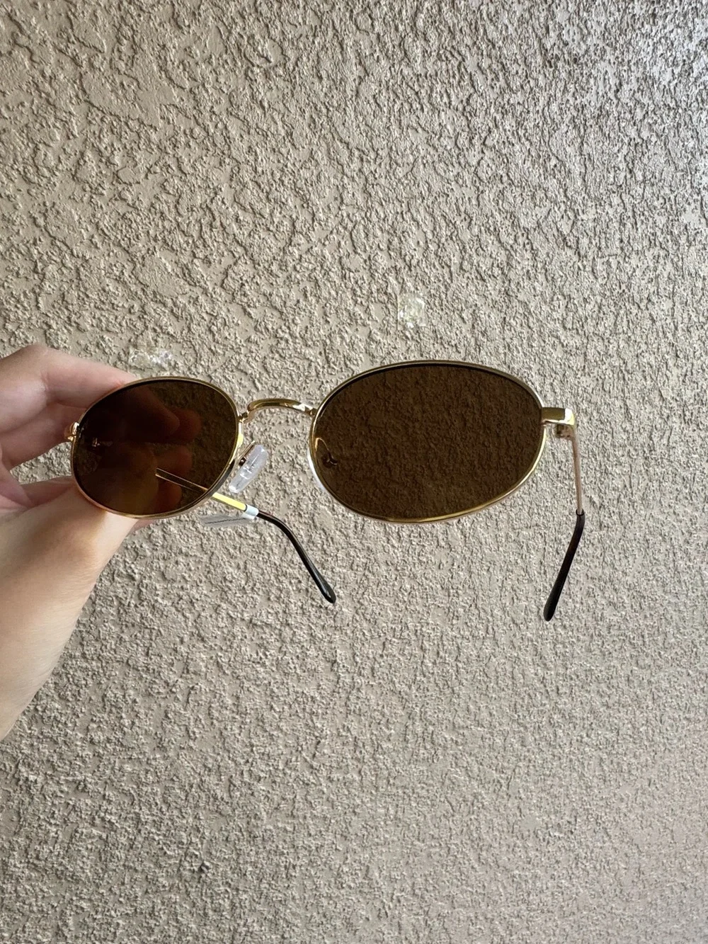 Anthropologie Gold Frame Brown Lens Oval Sunglasses